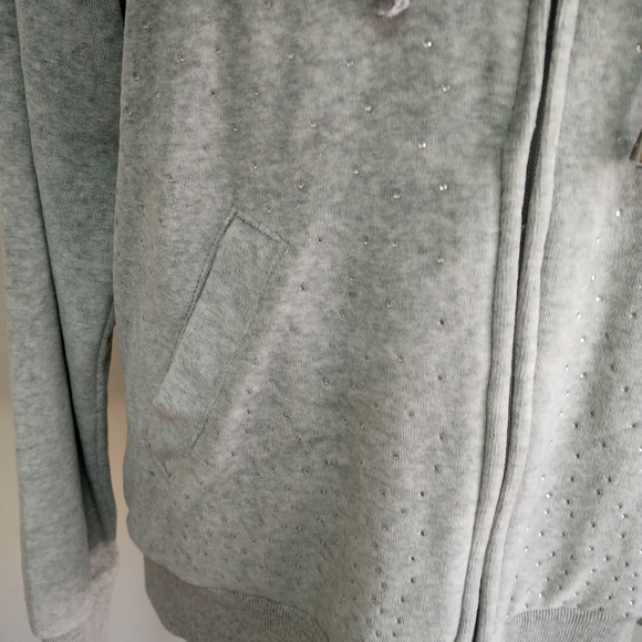 Level Eight Velour Velvet gray hooded jacket full - Picture 5 of 11